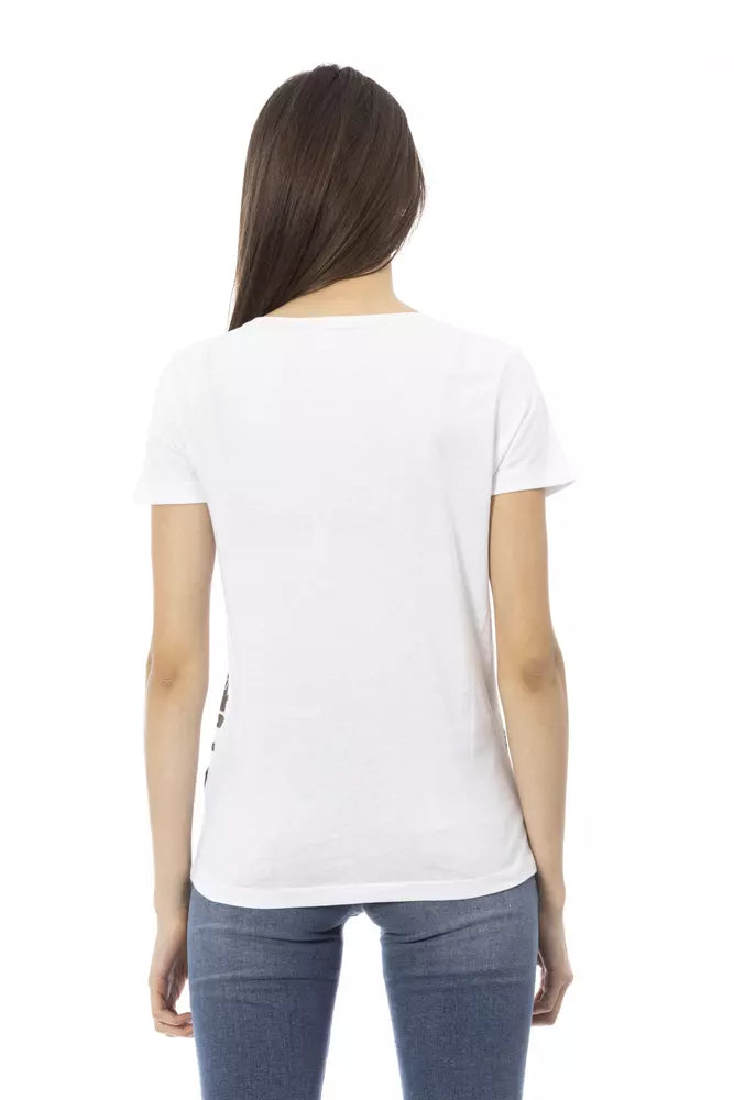 Trussardi Action Chic White Tee with Elegant Front Print