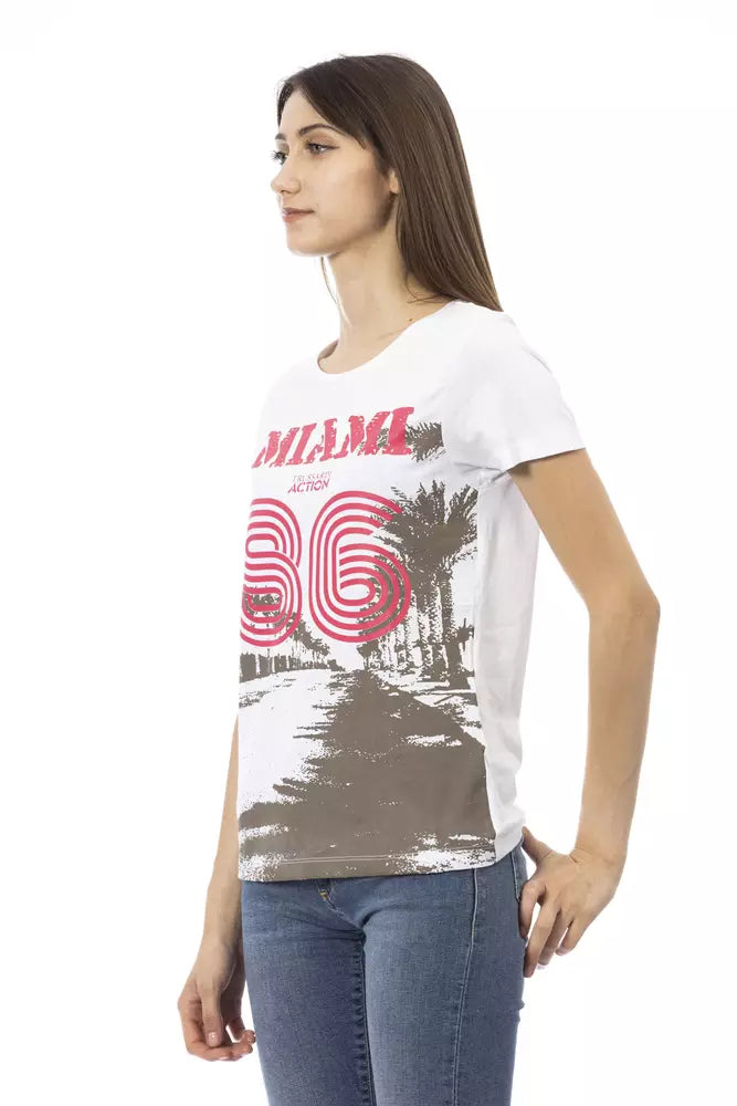 Trussardi Action Chic White Tee with Elegant Front Print