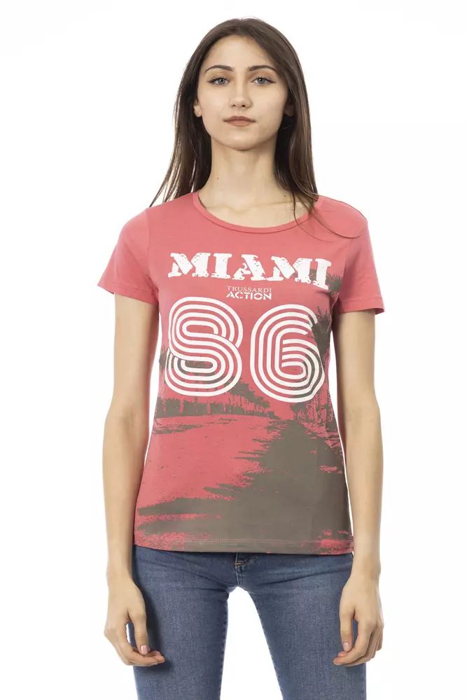 Trussardi Action Chic Pink Tee with Elegant Front Print