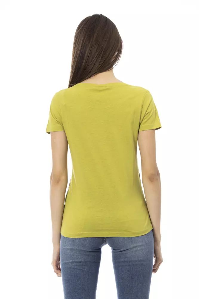 Trussardi Action Chic Green Short Sleeve Tee with Front Print