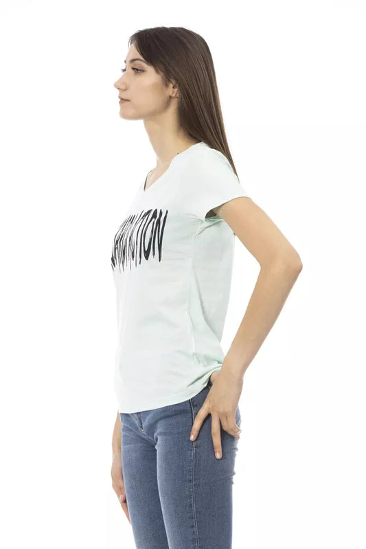 Trussardi Action Elegant Light Blue V-Neck Tee