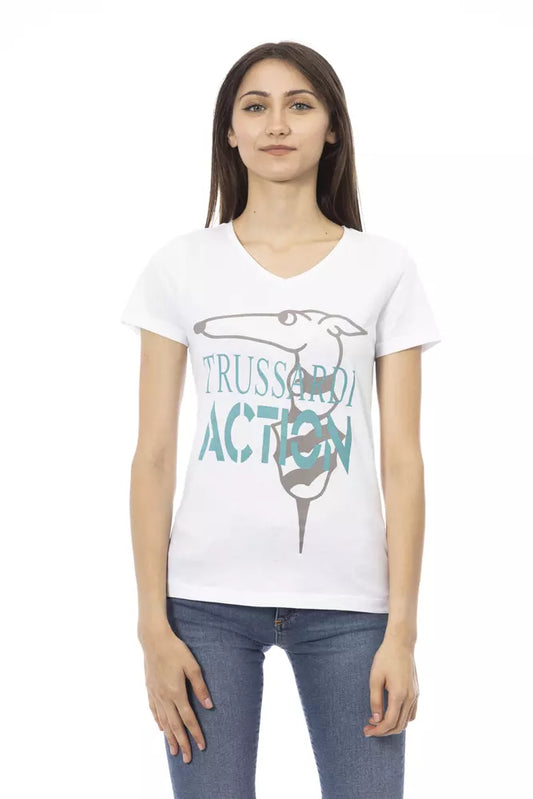 Trussardi Action Chic V-Neck Tee with Front Print