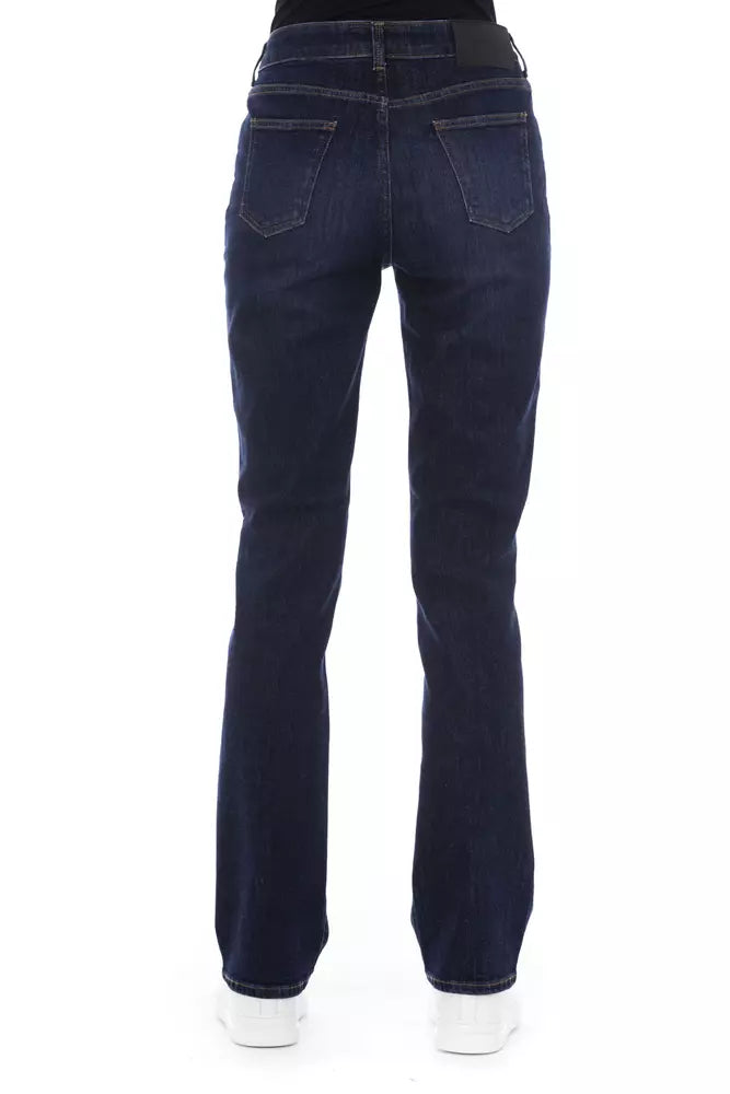 Baldinini Trend Chic Blue Cotton Blend Jeans with Tricolor Detail