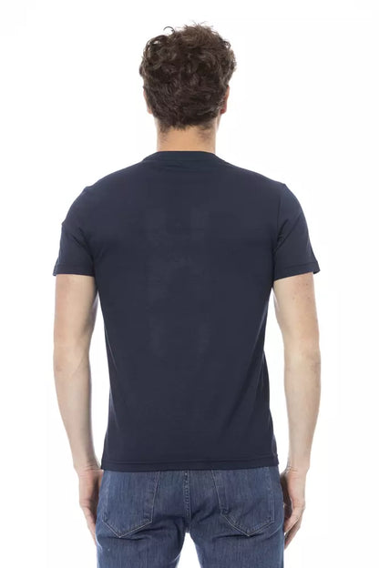 Baldinini Trend Sleek Blue Cotton Tee with Front Print