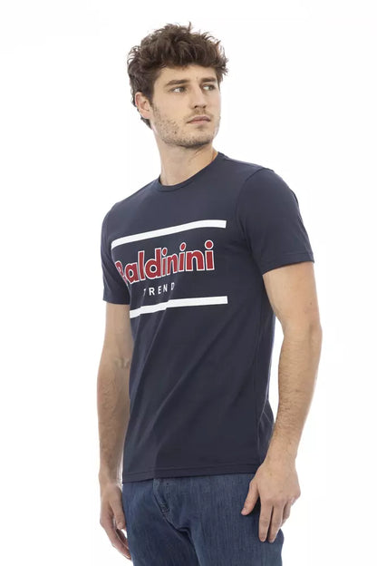 Baldinini Trend Elegant Blue Round Neck Tee with Front Print