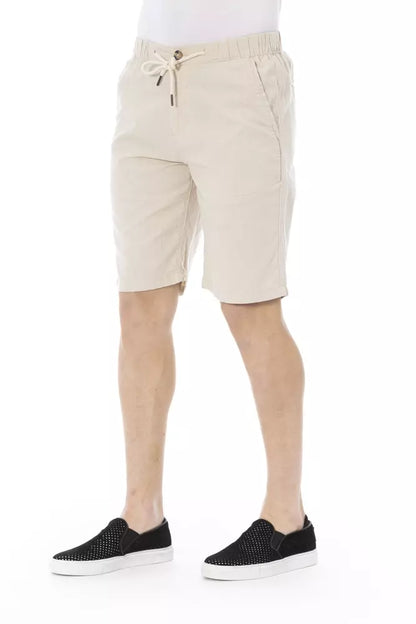 Baldinini Trend Beige Cotton Bermuda Shorts with Drawstring Closure