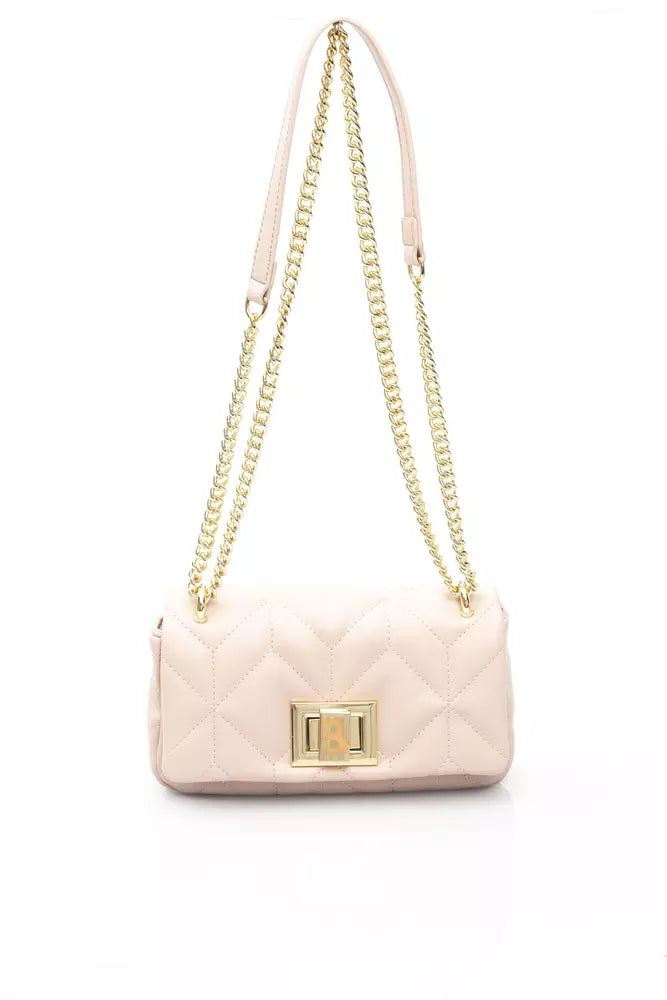 Baldinini Trend Chic Pink Shoulder Bag with Golden Accents