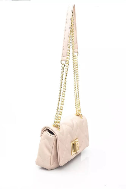 Baldinini Trend Chic Pink Shoulder Bag with Golden Accents