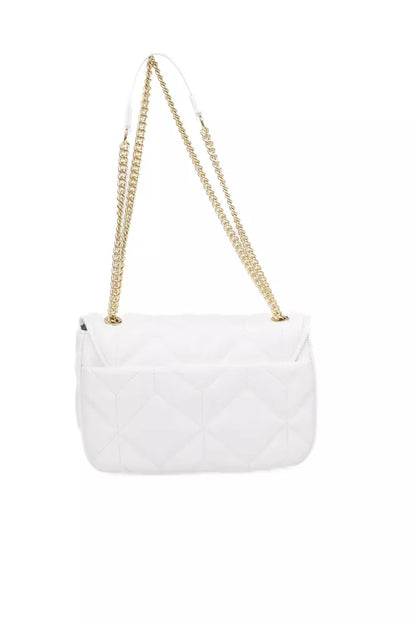 Baldinini Trend Elegant White Flap Shoulder Bag with Gold Accents