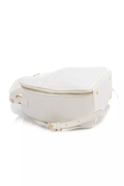 Baldinini Trend Chic White Zip Backpack with Golden Accents