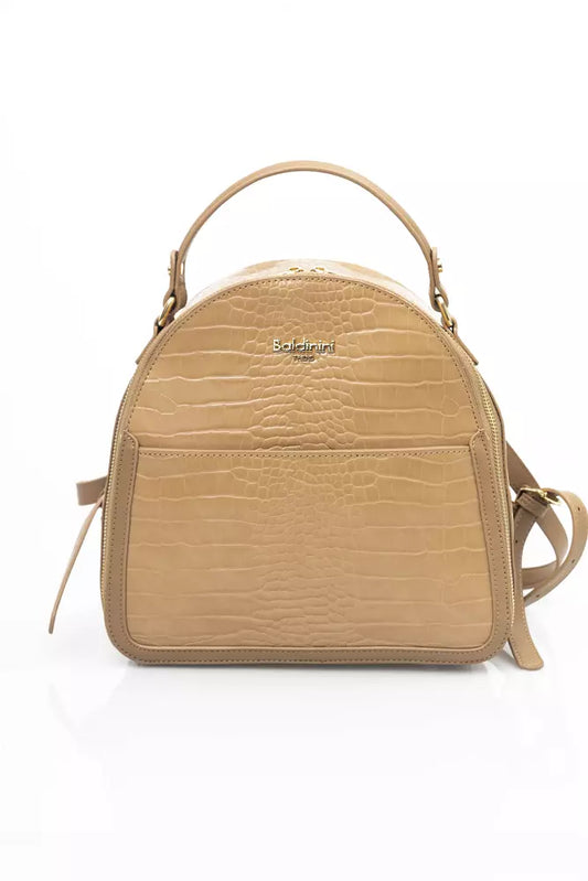 Baldinini Trend Elegant Beige Backpack with Golden Accents