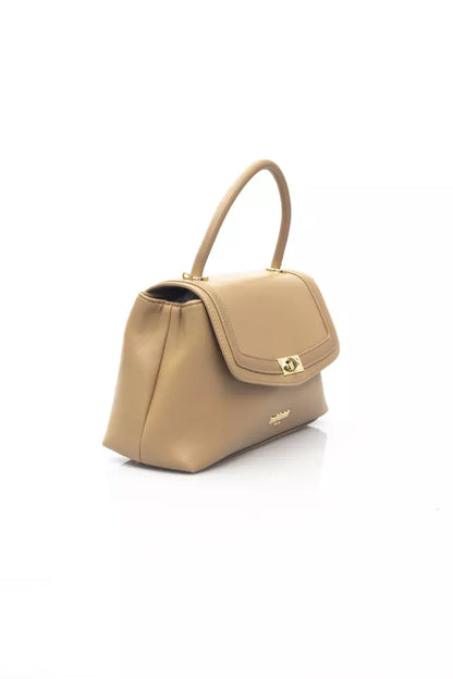 Baldinini Trend Chic Beige Shoulder Bag with Golden Accents