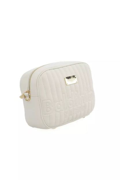 Baldinini Trend Chic White Shoulder Bag with Golden Accents
