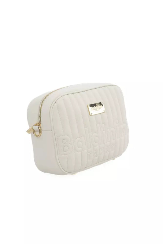 Baldinini Trend Chic White Shoulder Bag with Golden Accents