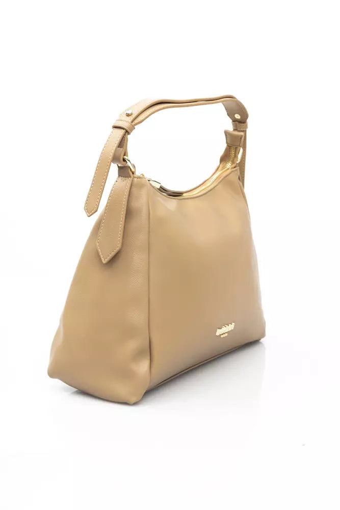 Baldinini Trend Chic Beige Shoulder Bag with Golden Accents