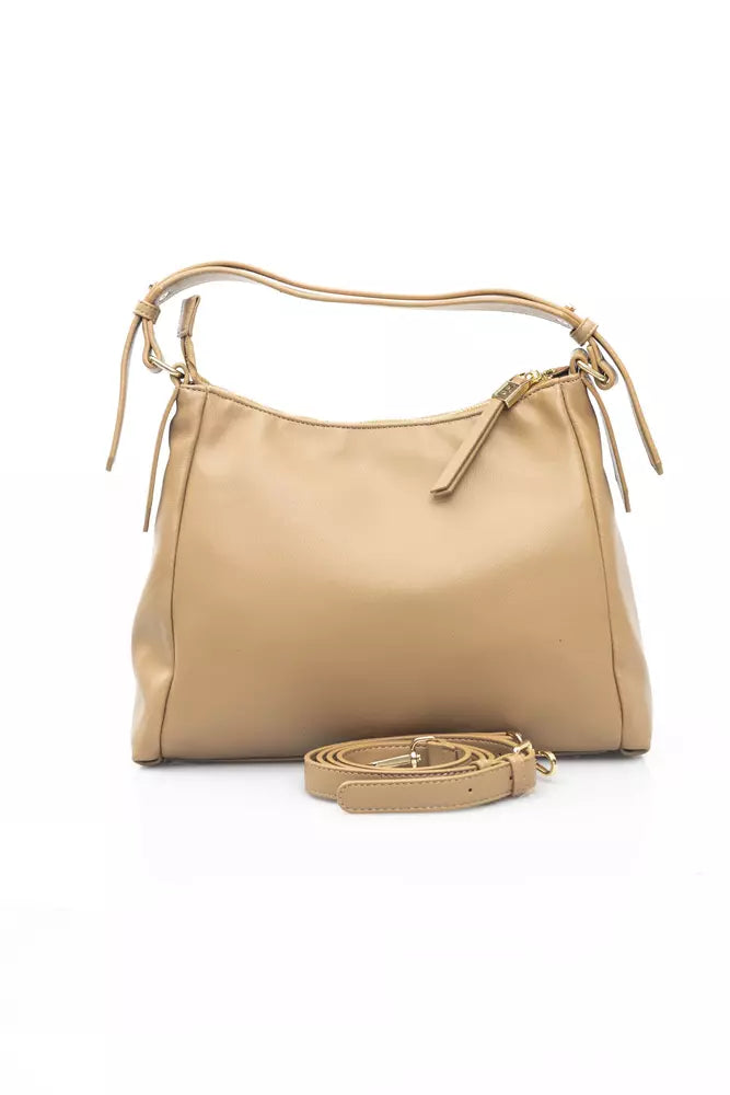 Baldinini Trend Chic Beige Shoulder Bag with Golden Accents