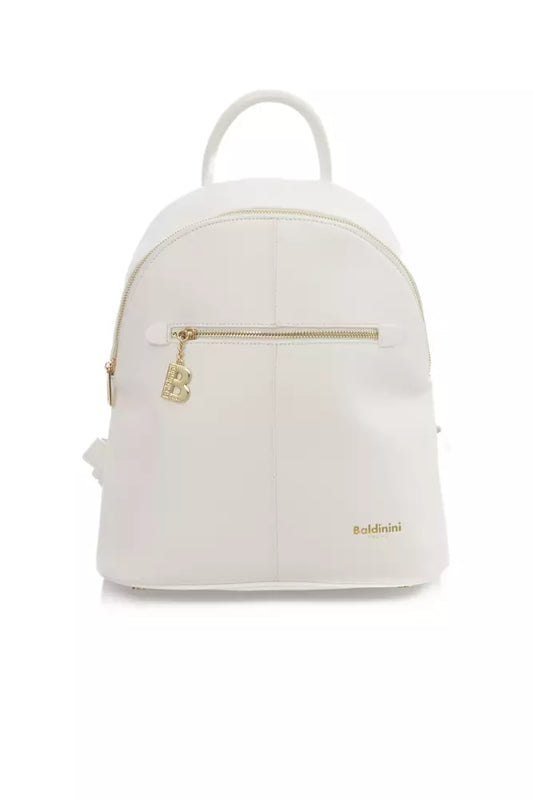 Baldinini Trend Chic White Backpack with Golden Accents