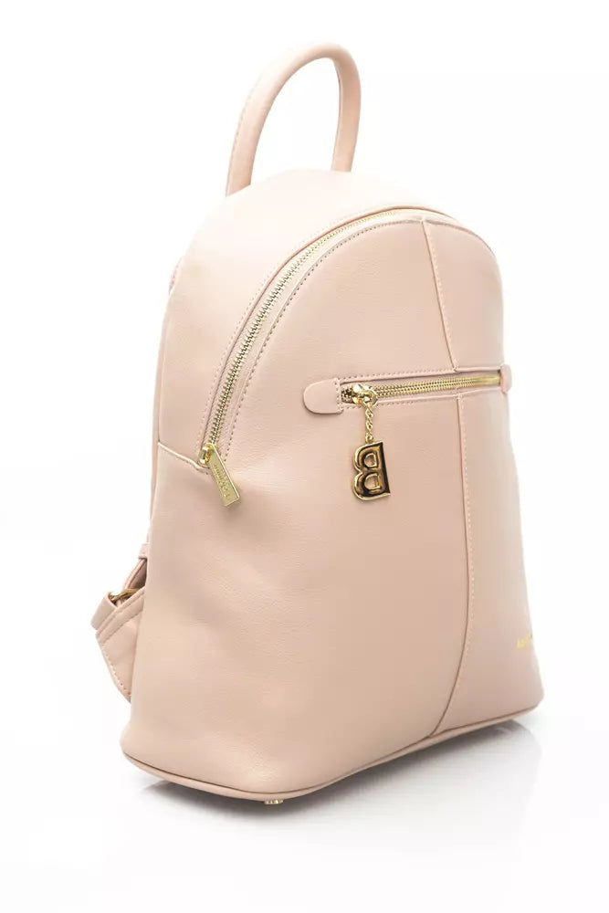 Baldinini Trend Elegant Golden-Detailed Pink Backpack