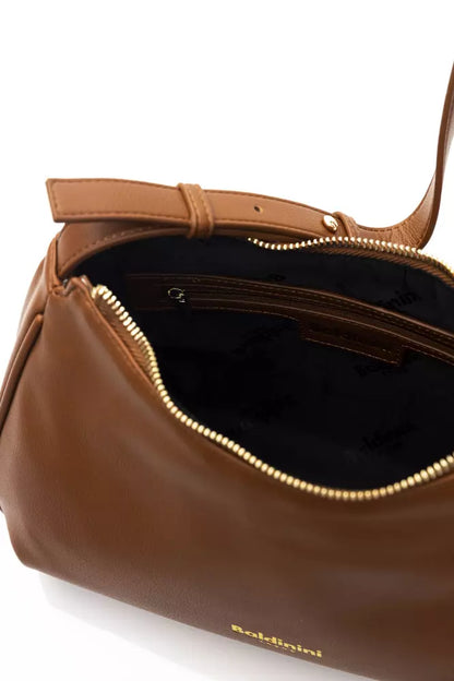 Baldinini Trend Chic Brown Polyethylene Shoulder Bag with Golden Details