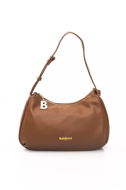 Baldinini Trend Chic Brown Polyethylene Shoulder Bag with Golden Details