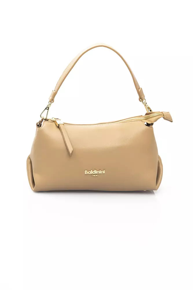 Baldinini Trend Elegant Beige Shoulder Bag with Golden Accents