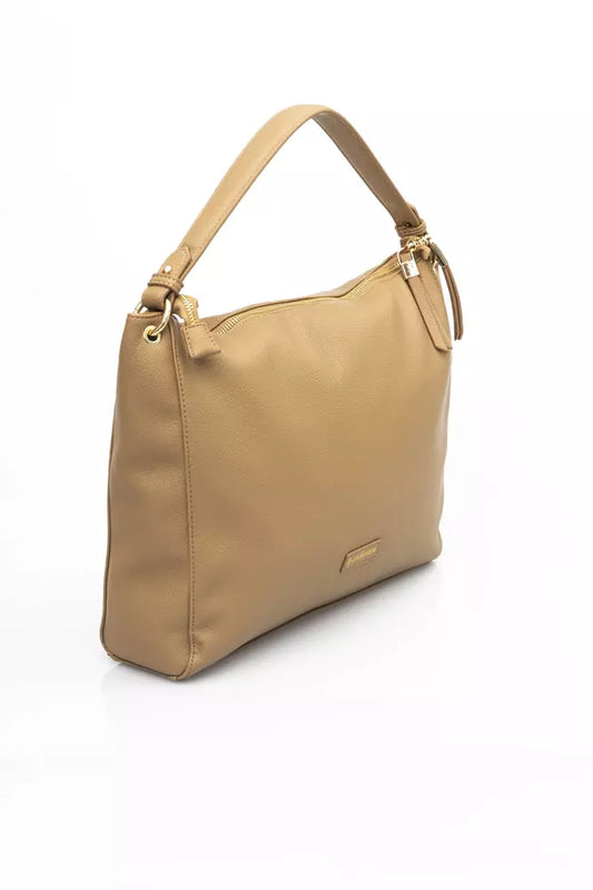 Baldinini Trend Chic Beige Shoulder Bag with Golden Accents