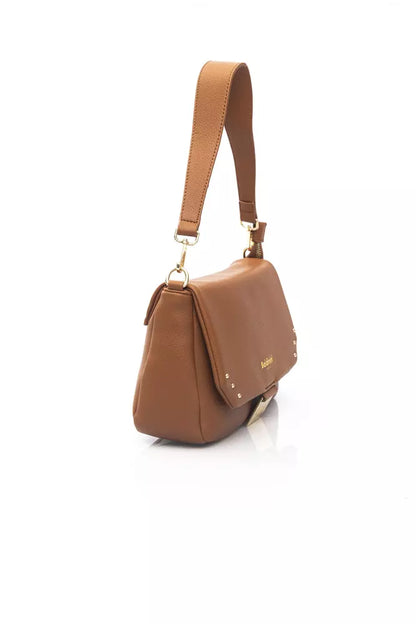 Baldinini Trend Elegant Brown Shoulder Flap Bag with Golden Accents