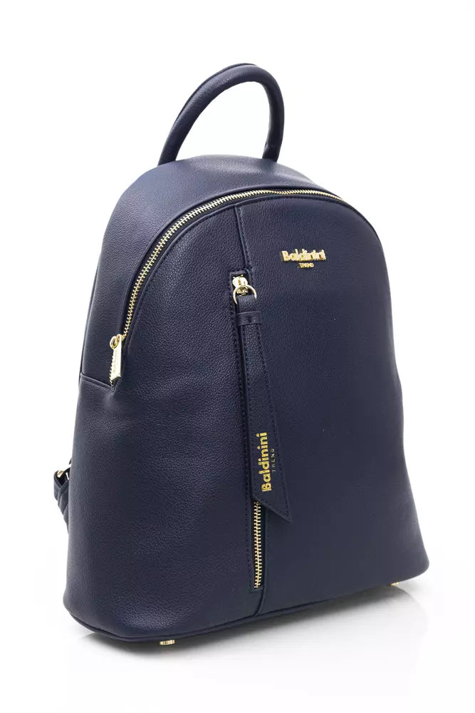 Baldinini Trend Elegant Blue Backpack with Golden Accents