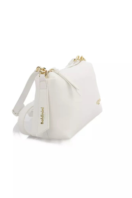 Baldinini Trend Elegant White Shoulder Bag with Golden Accents