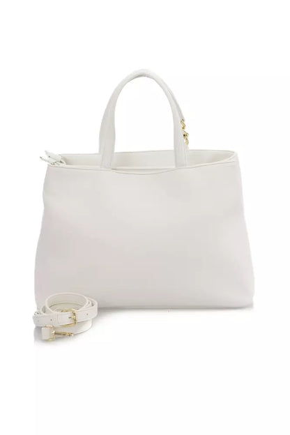 Baldinini Trend Elegant White Shoulder Bag with Golden Accents