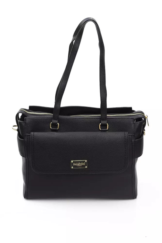 Baldinini Trend Elegant Black Shoulder Bag with Golden Accents