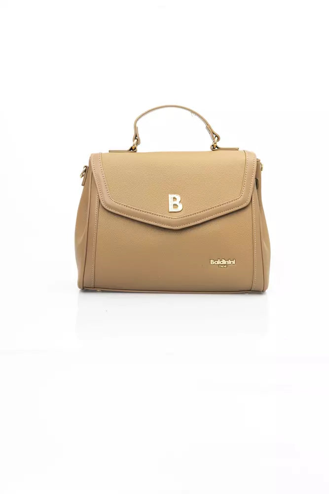 Baldinini Trend Elegant Beige Shoulder Bag with Golden Details