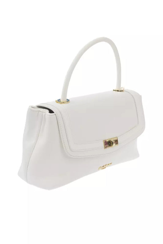 Baldinini Trend Chic White Shoulder Bag with Golden Accents