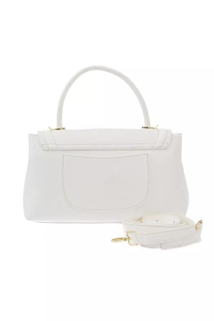 Baldinini Trend Chic White Shoulder Bag with Golden Accents