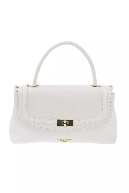 Baldinini Trend Chic White Shoulder Bag with Golden Accents