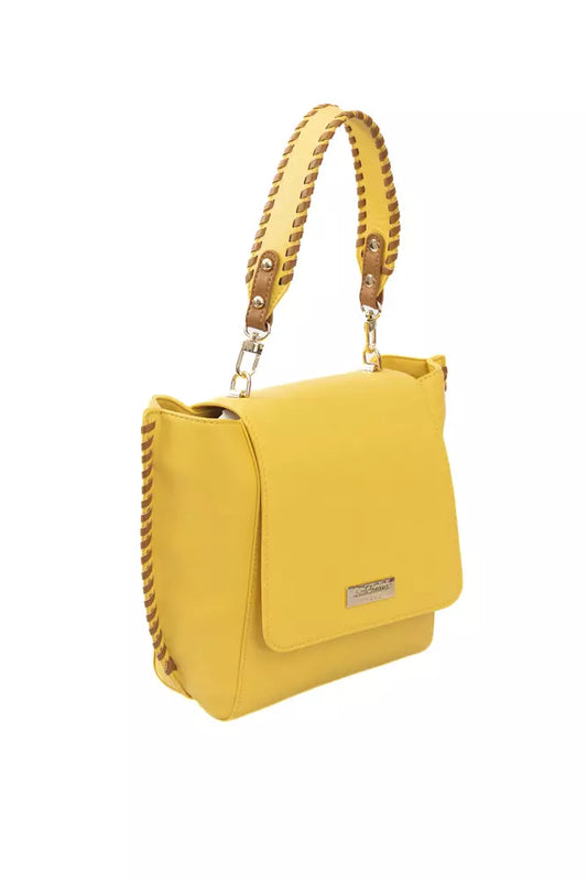 Baldinini Trend Elegant Yellow Shoulder Flap Bag with Golden Details