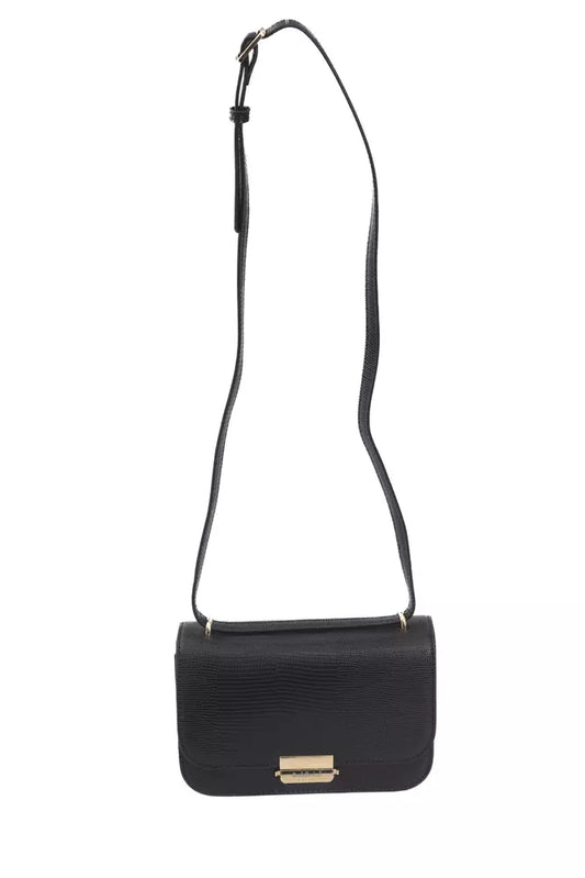 Baldinini Trend Chic Black Crossbody With Golden Accents