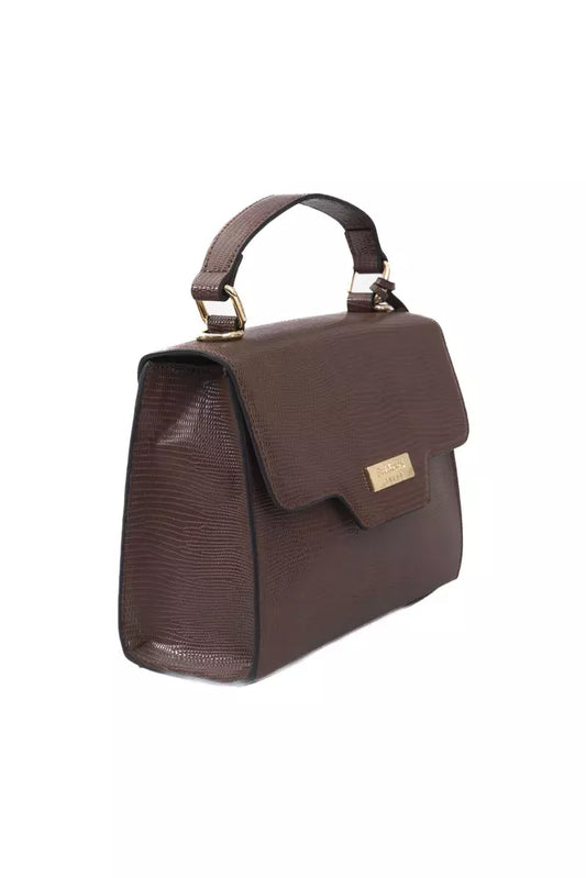 Baldinini Trend Elegant Brown Shoulder Flap Bag with Golden Accents