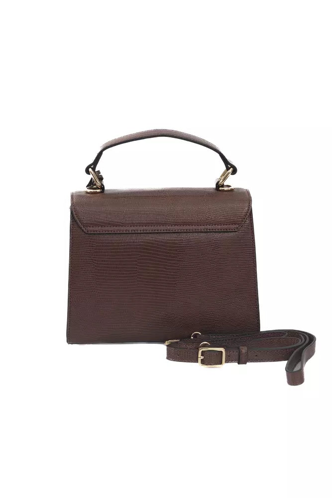 Baldinini Trend Elegant Brown Shoulder Flap Bag with Golden Accents