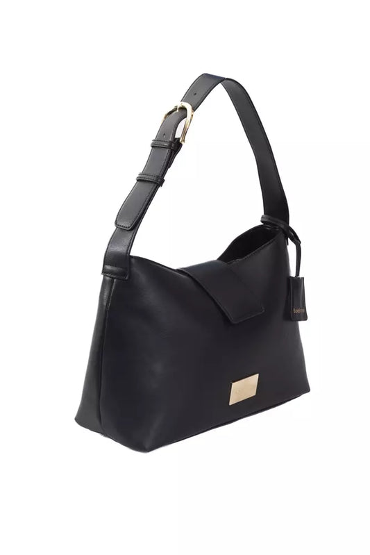 Baldinini Trend Chic Black Golden-Detailed Designer Handbag