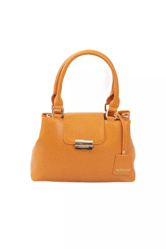 Baldinini Trend Chic Orange Shoulder Flap Bag with Golden Accents