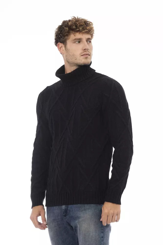 Alpha Studio Elegant Turtleneck Sweater in Timeless Black