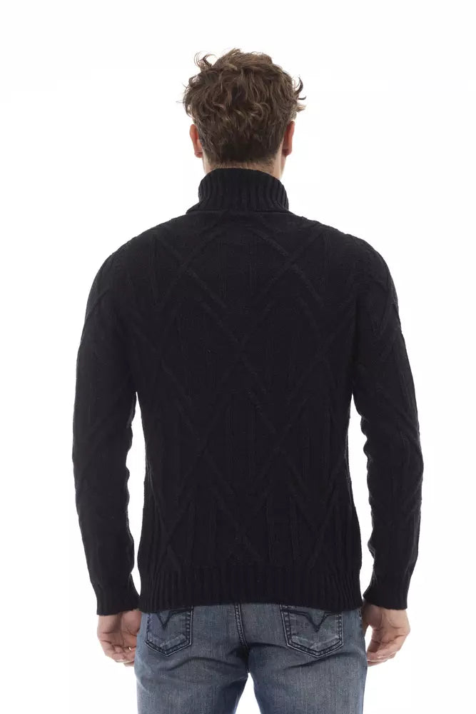 Alpha Studio Elegant Turtleneck Sweater in Timeless Black