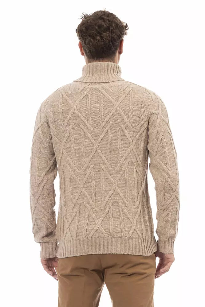 Alpha Studio Elegant Beige Turtleneck Sweater for Men