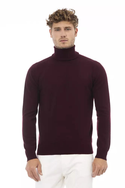 Alpha Studio Elegant Burgundy Turtleneck Sweater for Men