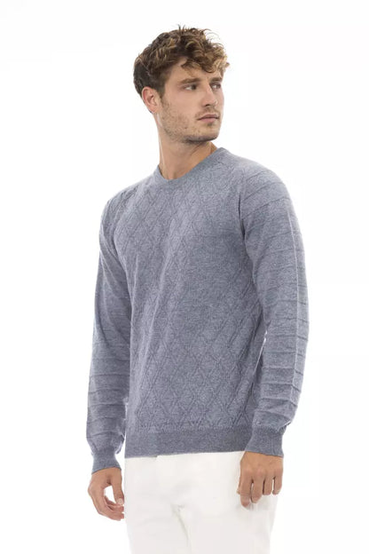 Alpha Studio Elegant Light Blue Crewneck Sweater