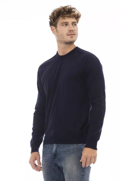 Alpha Studio Elegant Blue Crewneck Sweater for Men