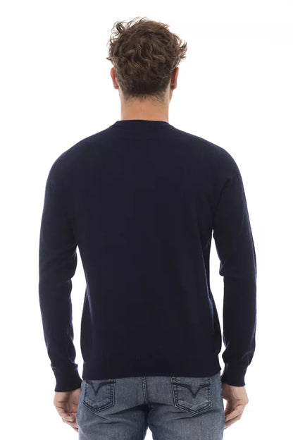 Alpha Studio Elegant Blue Crewneck Sweater for Men