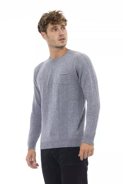 Alpha Studio Elegant Light Blue Crewneck Sweater