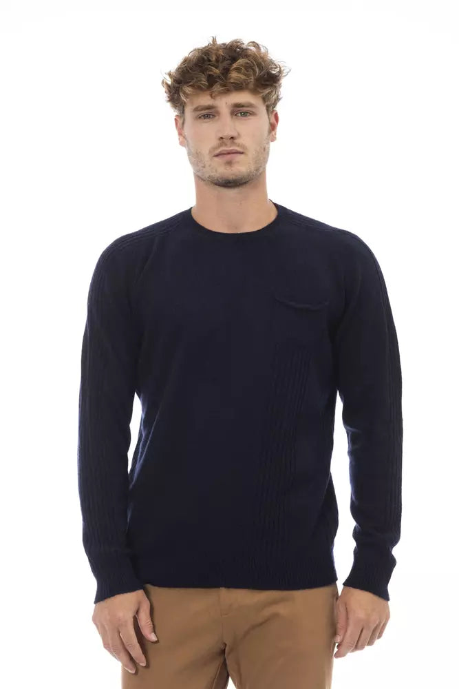 Alpha Studio Elegant Crewneck Pocket Sweater